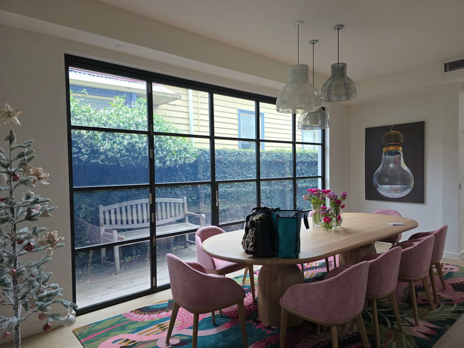 Dining area with full-height glazing treated with 3M Prestige 70 in Prahran